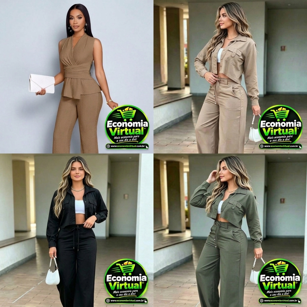 Conjunto de Moda Feminina de Outono com 2 Peças: Roupa Casual de Cor Sólida, Inclui Top de Manga Longa (Design de Bolso com Botões na Frente) e Calça Reta