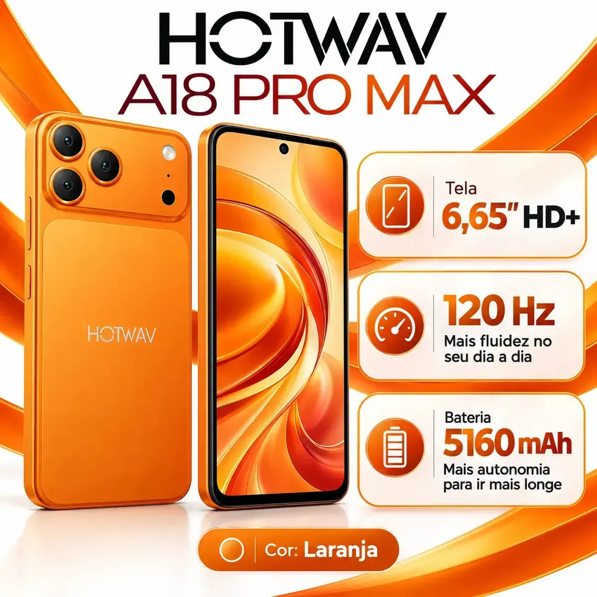 CELULAR A18 PRO MAX HOTWAV 256GB, 16GB RAM + NFC ANDROID 16 LACRADO